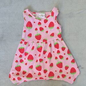 Pink and Red Asymmetrical Neckline Sleeveless Sundress